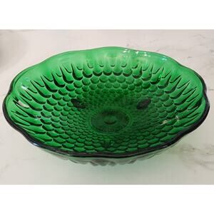 Anchor Hocking Forest Green Hobnail 6" 3-Toed Footed Bowl